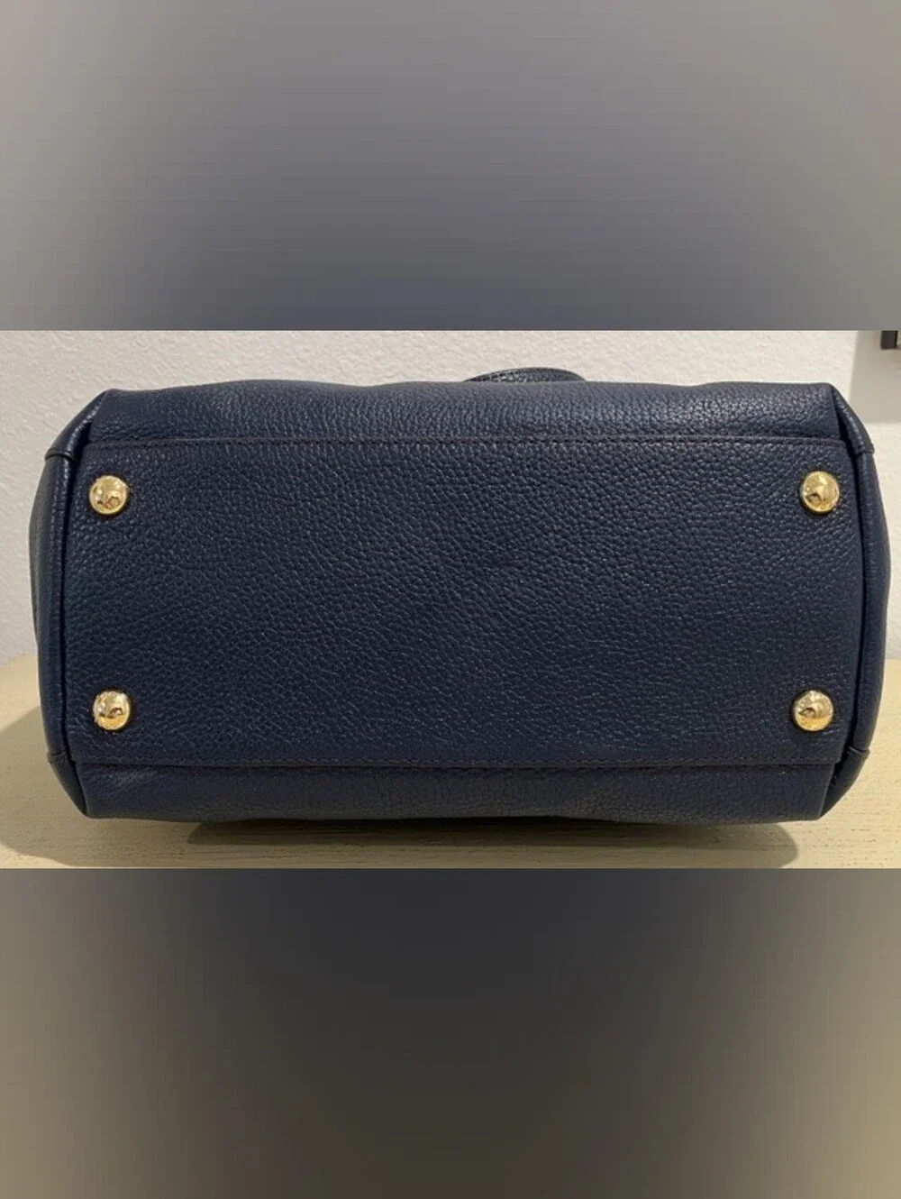 Michael Kors Navy Pebbled Leather Large Harper Tote W/Goldtone Trim New With Tag